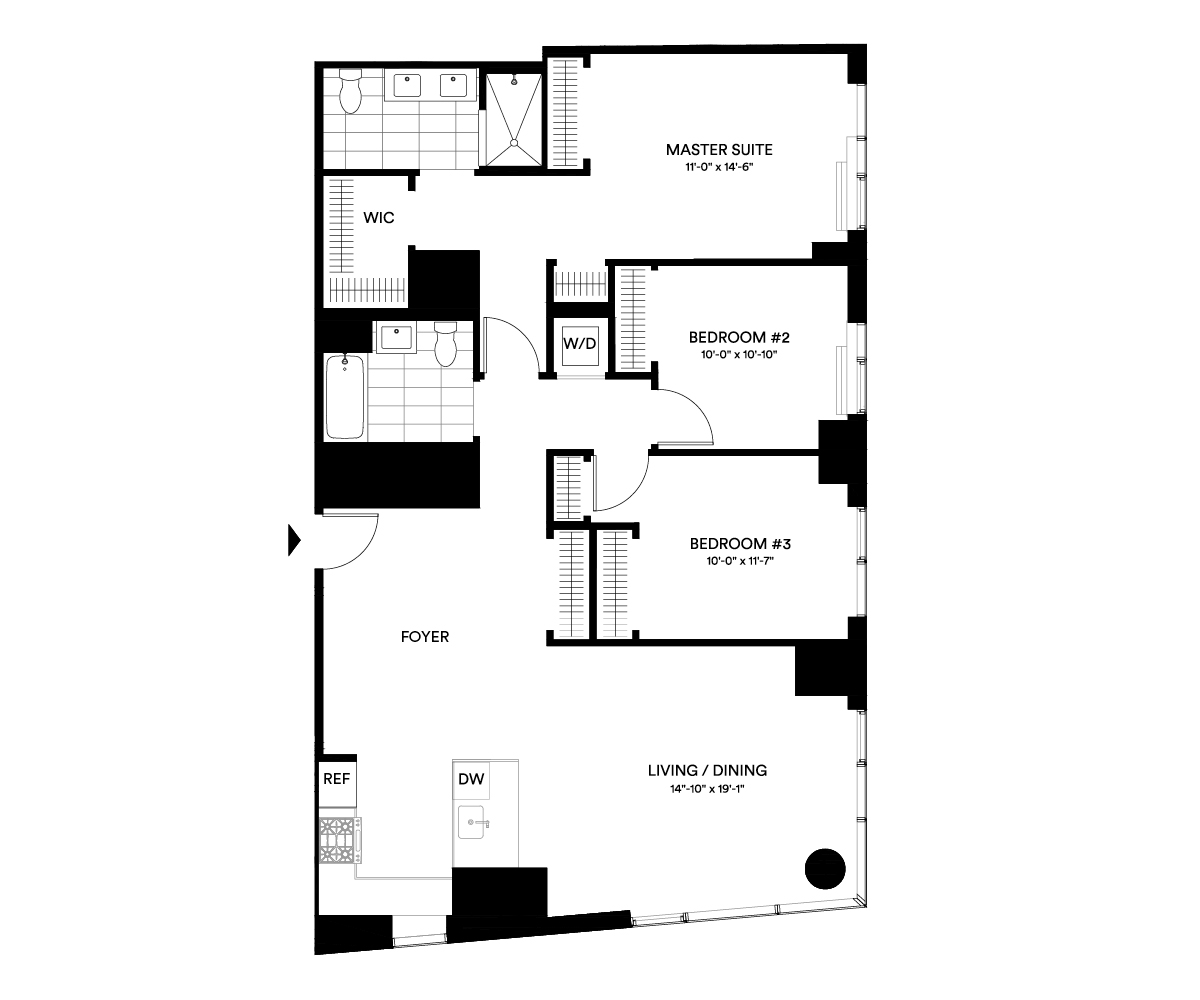 3D floor plan image for apartment PH4-B at Jackson Park